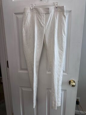 Laundry By Shelli Segal White Textured Brocade Jacquard Pants Size 4